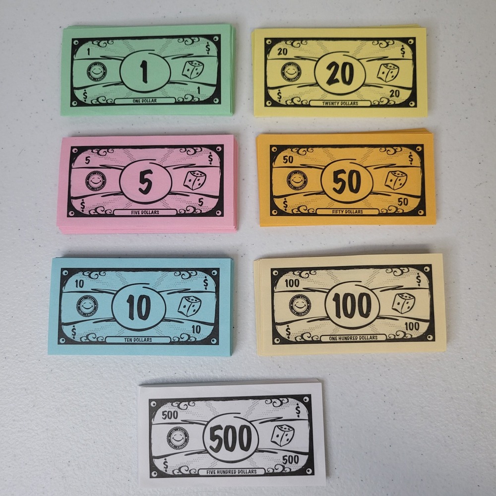 Replacement Opoly Board Game‎ Play Money Set Multicolored Paper Currency